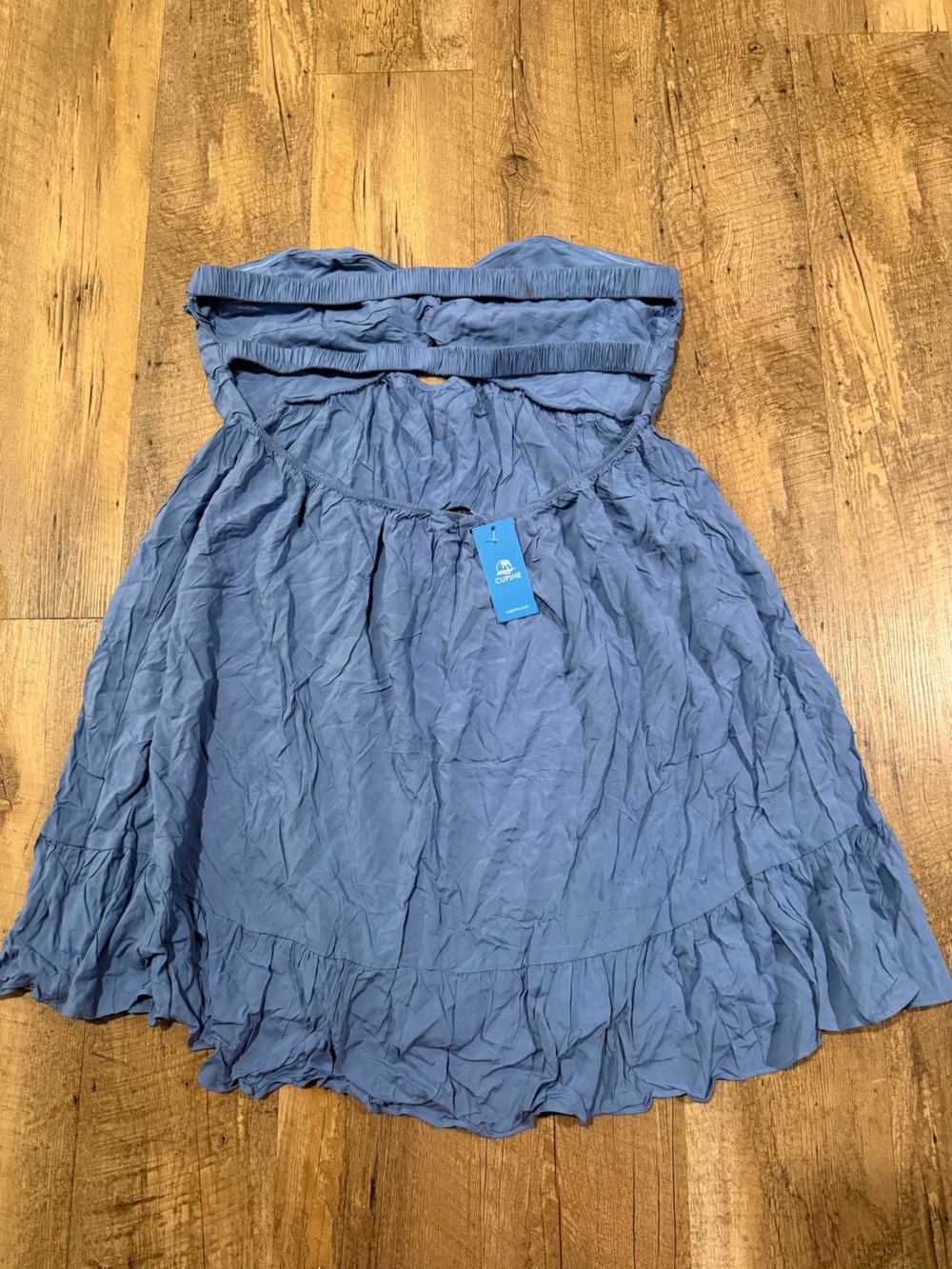NWT Cupshe Strapless Looking Good Blue Mini Dress XL - Picture 4 of 6